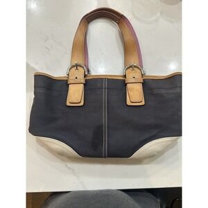 Vintage Coach Navy/ White Mini Tote Pink Interior Hampton SoHo